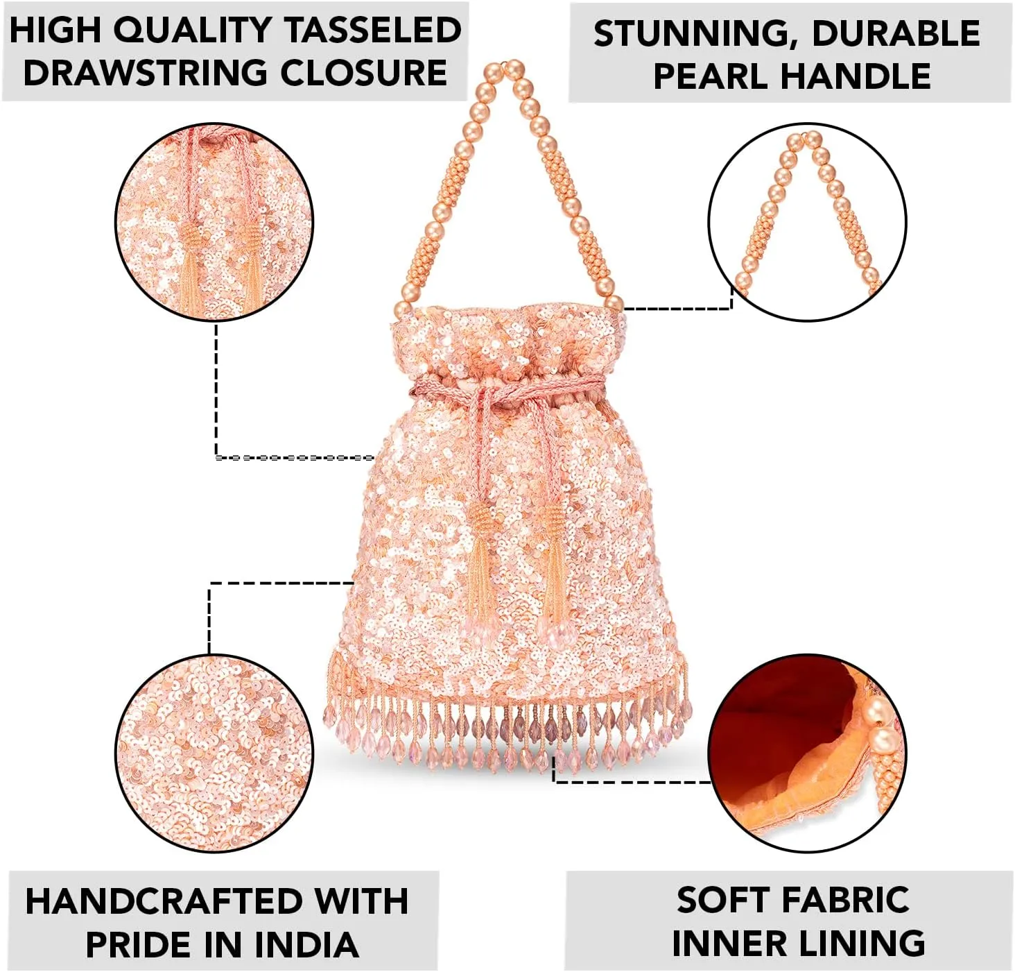 Aheli Indian Potli Bags Gift for Women Evening Bag Clutch Ethnic Bride Purse with Drawstring