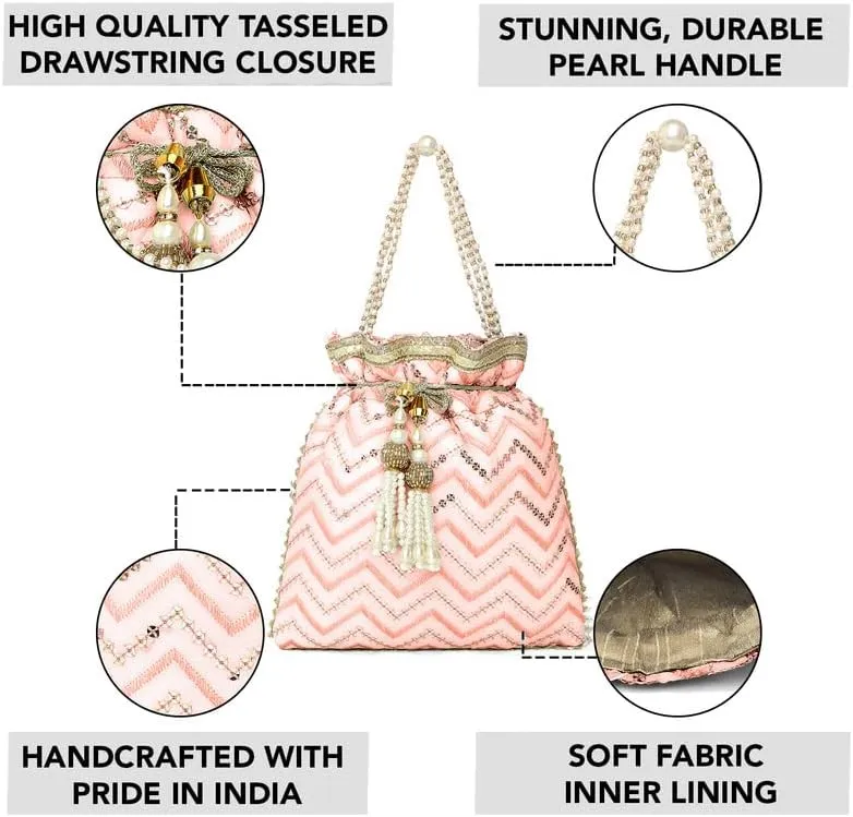 Aheli Mint Potli Bag Gift for Women Handmade Evening Wristlet Handbags Stylish Bridal Purse Fashion Bag