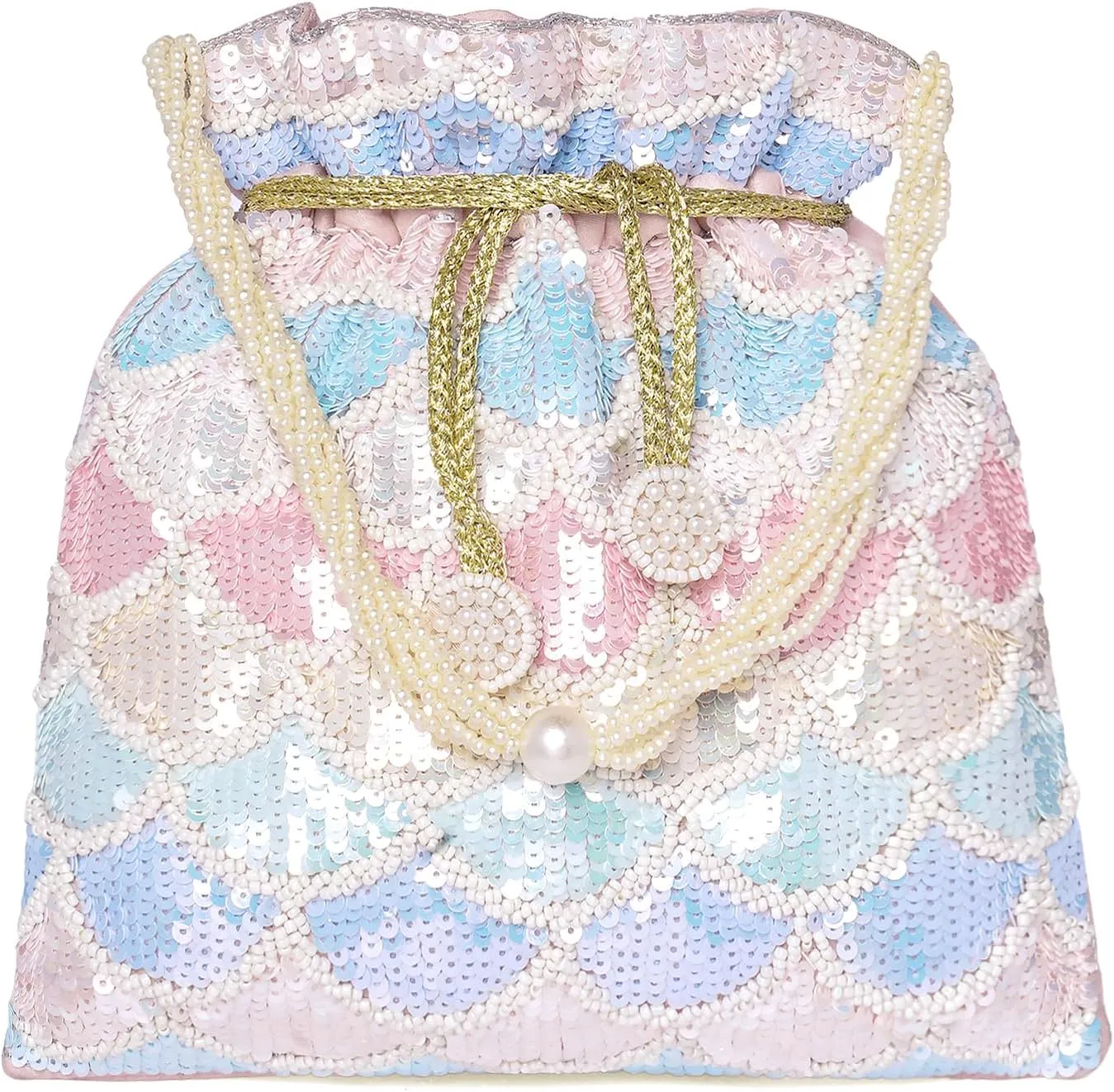 Aheli Pink Potli Purses Gift for Women Handmade Evening Handbag Stylish Bridal Fashion Wristlet BagWomen