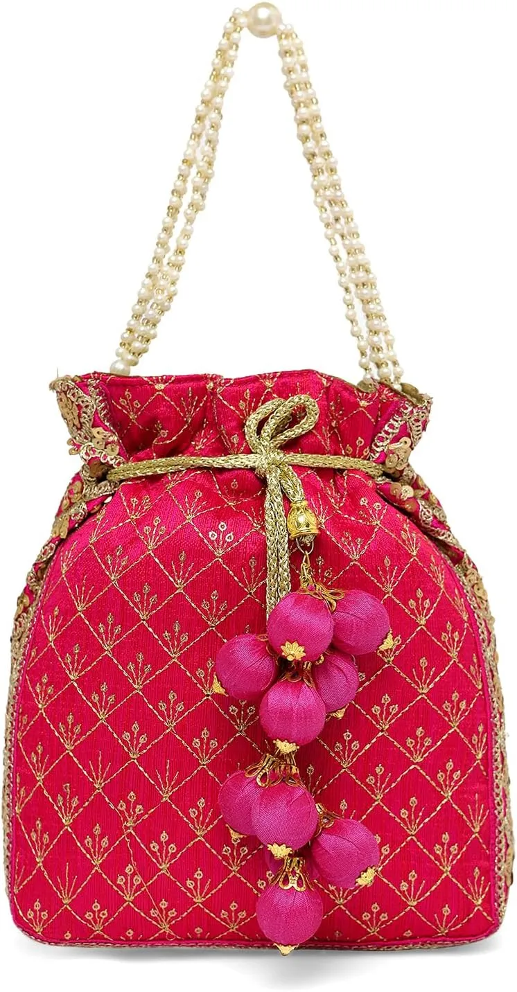 Aheli Potli Bag Gift for Women Handmade Evening Wristlet Handbag Stylish Bridal Purse Fashion Bag