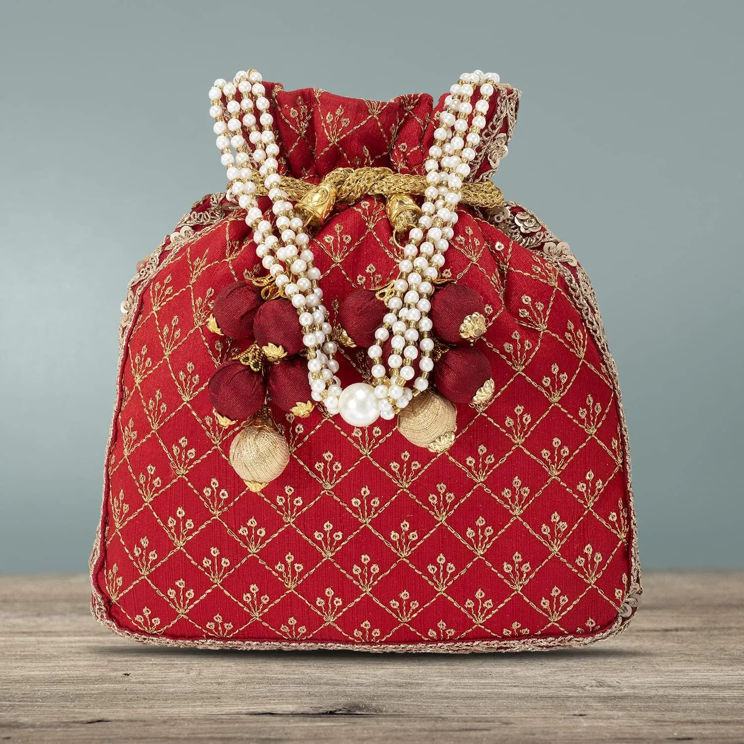 Aheli Potli Bag Gift for Women Handmade Evening Wristlet Handbag Stylish Bridal Purse Fashion Bag