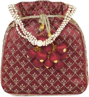 Aheli Potli Bag Gift for Women Handmade Evening Wristlet Handbag Stylish Bridal Purse Fashion Bag