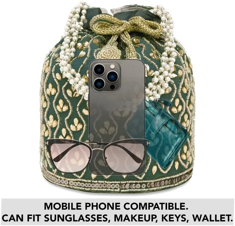 Aheli Potli Bag Gift for Women Handmade Evening Wristlet Handbag Stylish Bridal Purse Fashion Bag