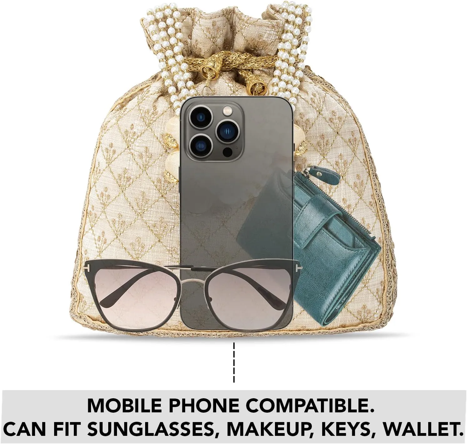 Aheli Potli Bag Gift for Women Handmade Evening Wristlet Handbag Stylish Bridal Purse Fashion Bag