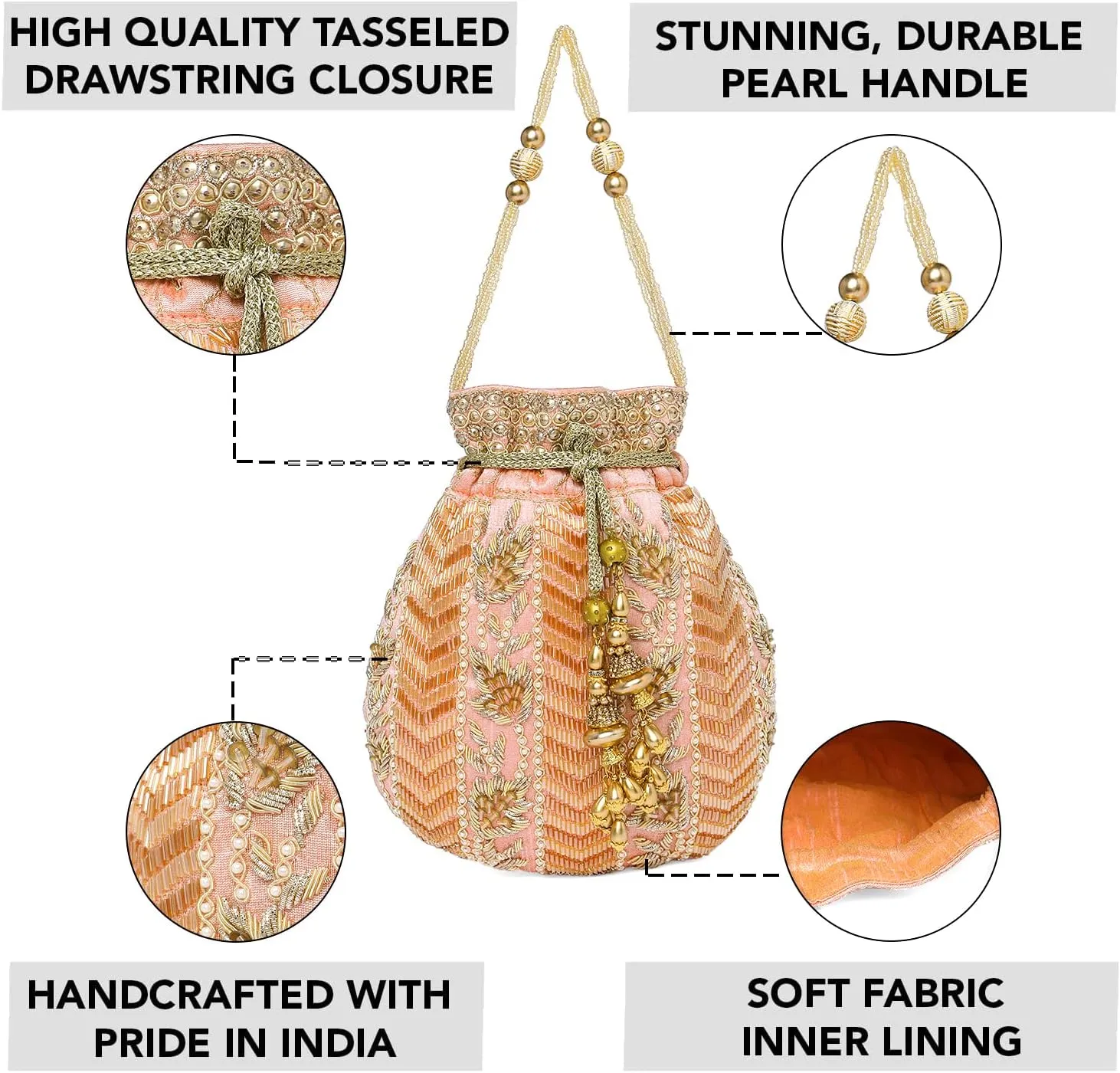 Aheli Potli Bag Gift for Women Handmade Evening Wristlet Handbag Stylish Bridal Purse Fashion Bag