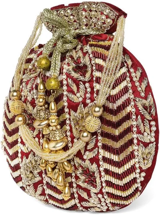 Aheli Potli Bag Gift for Women Handmade Evening Wristlet Handbag Stylish Bridal Purse Fashion Bag