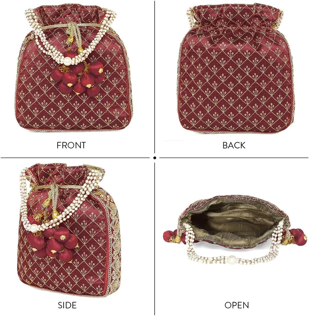 Aheli Potli Bag Gift for Women Handmade Evening Wristlet Handbag Stylish Bridal Purse Fashion Bag