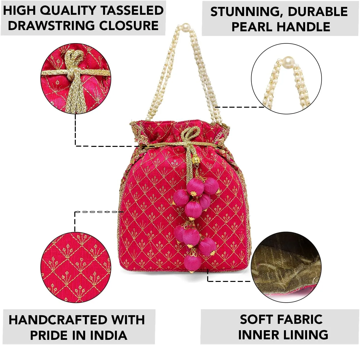 Aheli Potli Bag Gift for Women Handmade Evening Wristlet Handbag Stylish Bridal Purse Fashion Bag