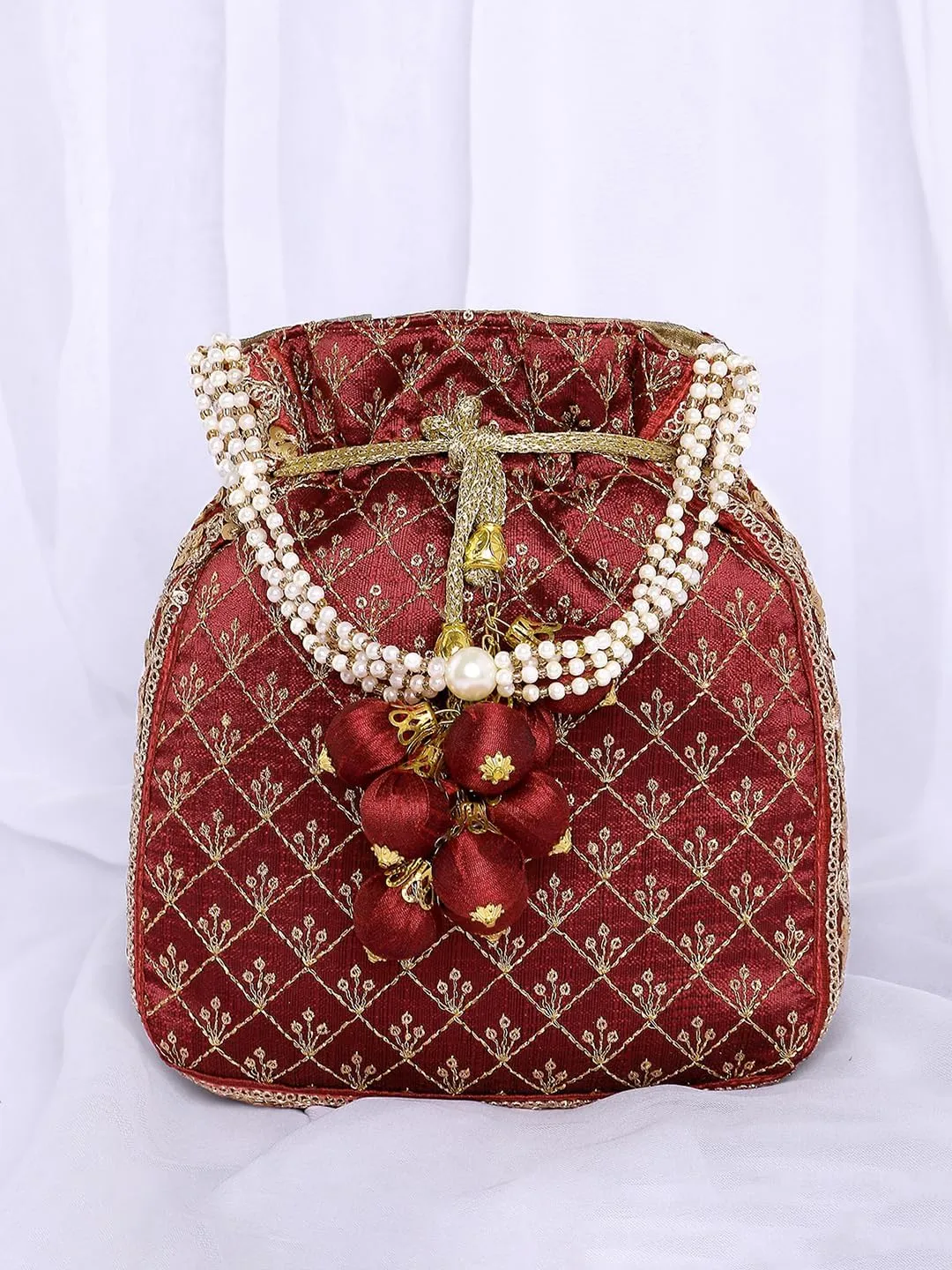 Aheli Potli Bag Gift for Women Handmade Evening Wristlet Handbag Stylish Bridal Purse Fashion Bag
