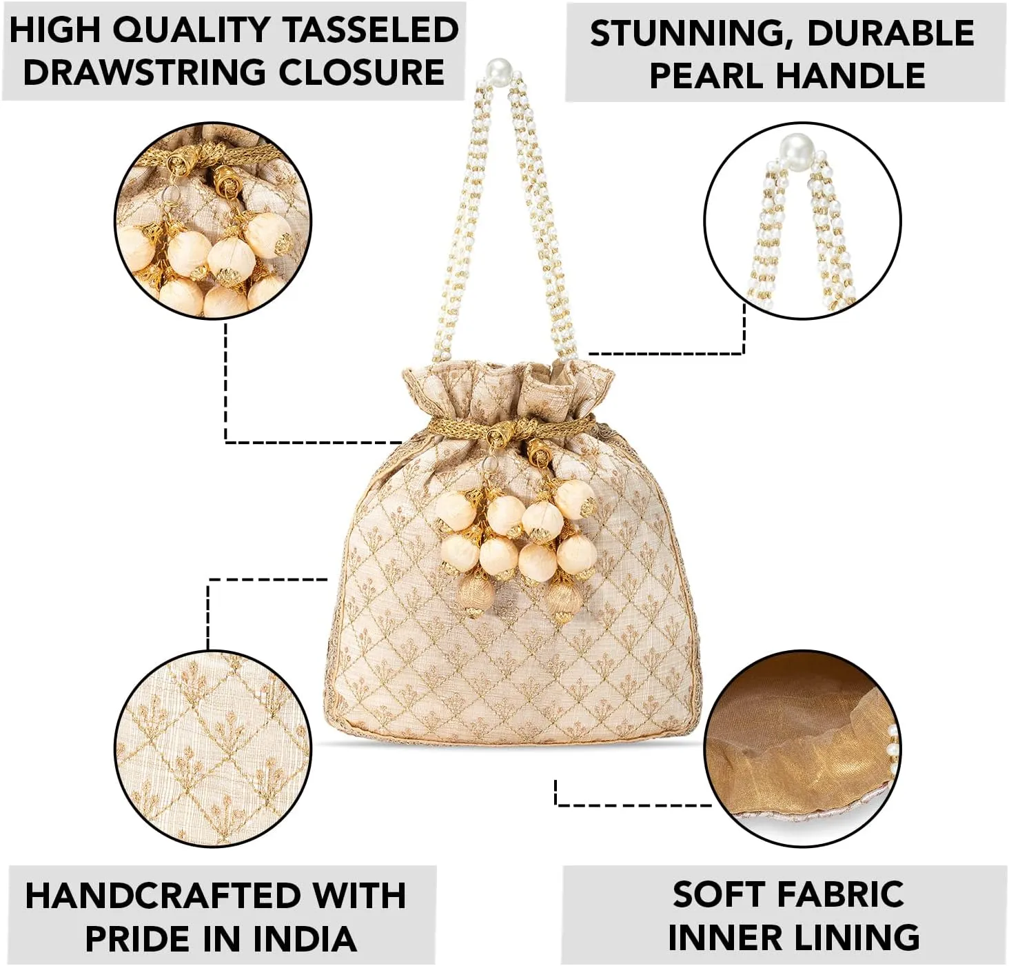 Aheli Potli Bag Gift for Women Handmade Evening Wristlet Handbag Stylish Bridal Purse Fashion Bag