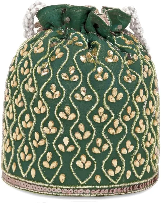 Aheli Potli Bag Gift for Women Handmade Evening Wristlet Handbag Stylish Bridal Purse Fashion Bag
