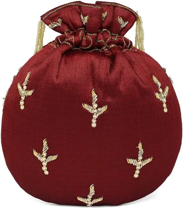 Aheli Potli Bag Gift for Women Handmade Evening Wristlet Handbag Stylish Bridal Purse Fashion Bag