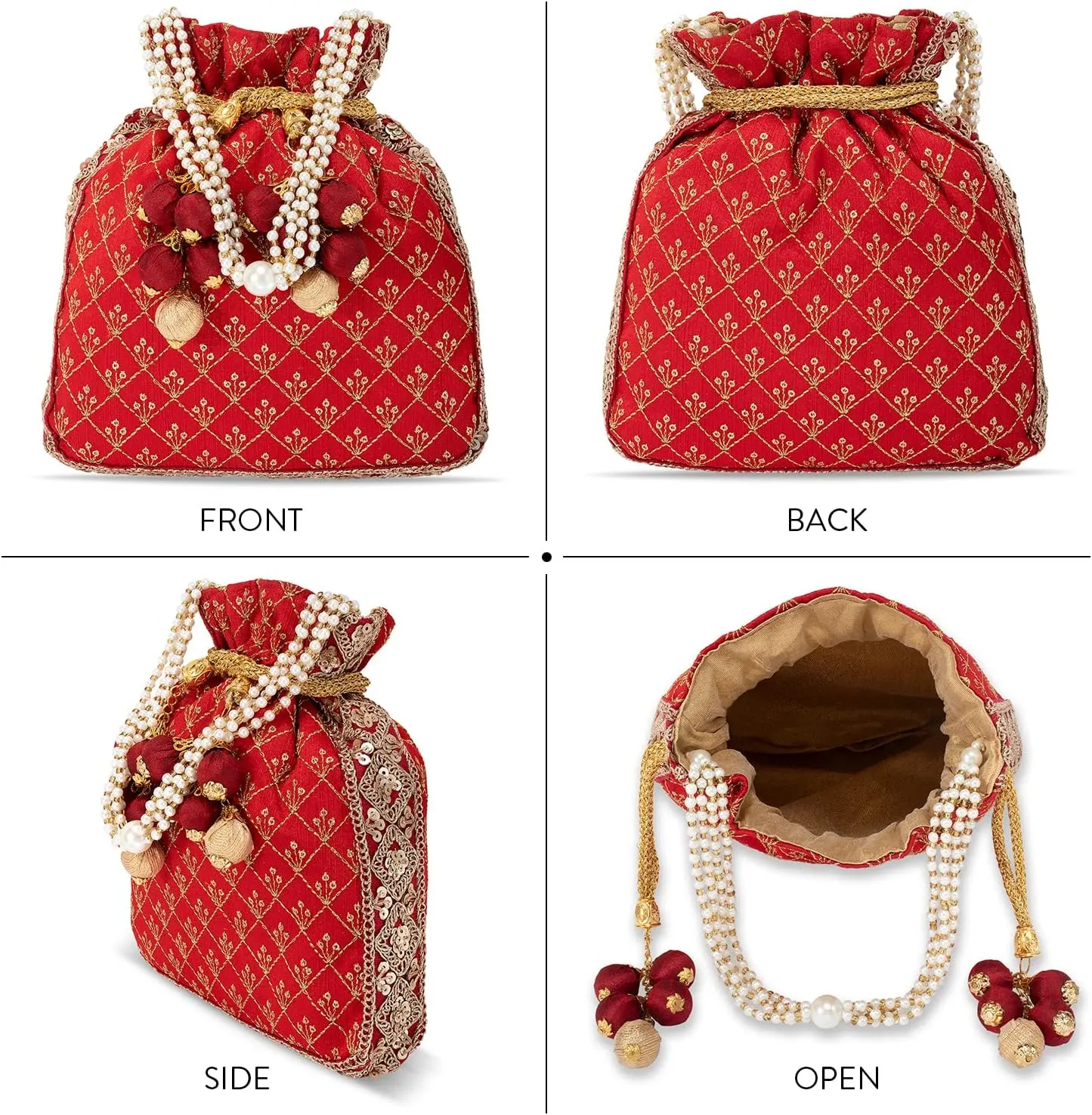Aheli Potli Bag Gift for Women Handmade Evening Wristlet Handbag Stylish Bridal Purse Fashion Bag