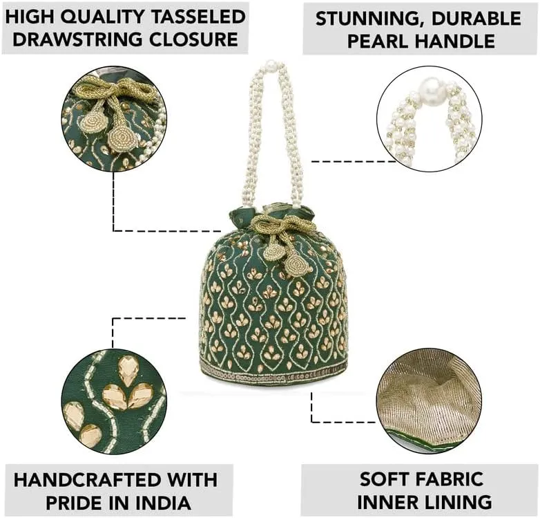 Aheli Potli Bag Gift for Women Handmade Evening Wristlet Handbag Stylish Bridal Purse Fashion Bag