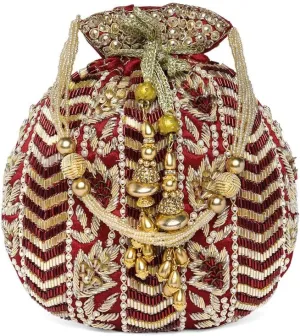 Aheli Potli Bag Gift for Women Handmade Evening Wristlet Handbag Stylish Bridal Purse Fashion Bag