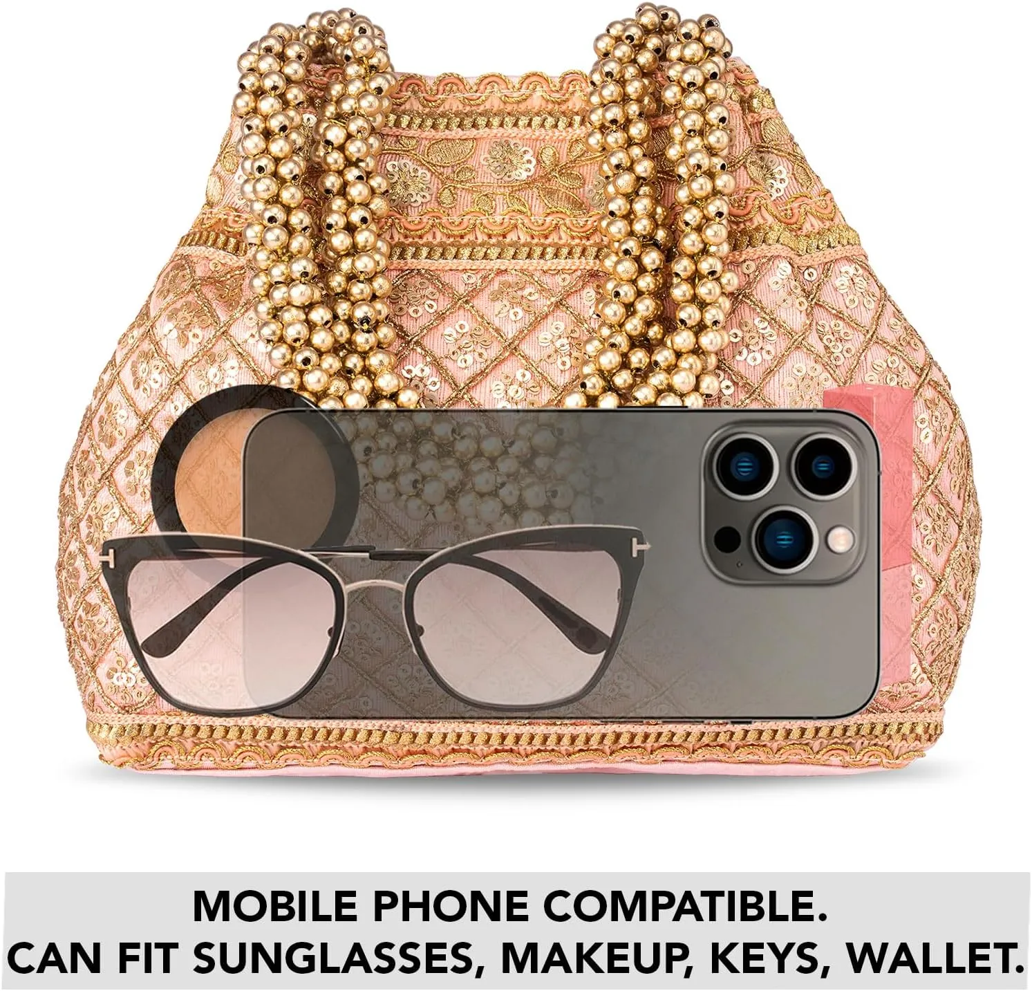 Aheli Potli Bag Gift for Women Handmade Evening Wristlet Handbag Stylish Bridal Purse Fashion Bag