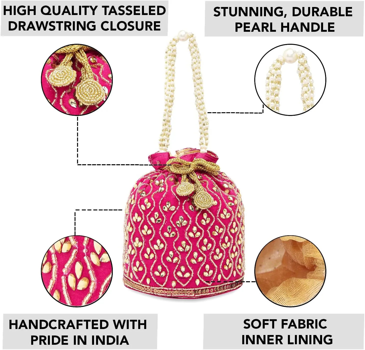 Aheli Potli Bag Gift for Women Handmade Evening Wristlet Handbag Stylish Bridal Purse Fashion Bag