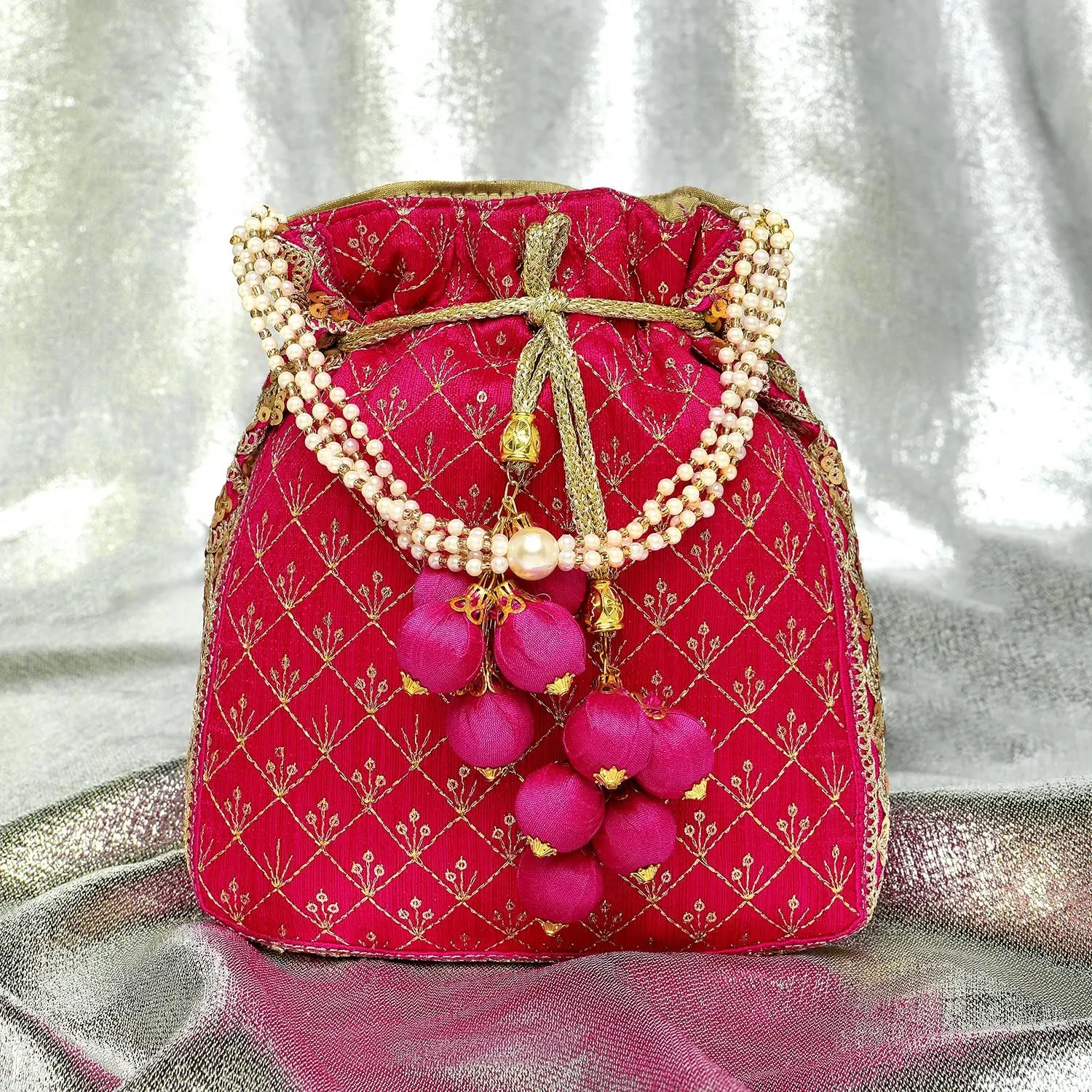 Aheli Potli Bag Gift for Women Handmade Evening Wristlet Handbag Stylish Bridal Purse Fashion Bag