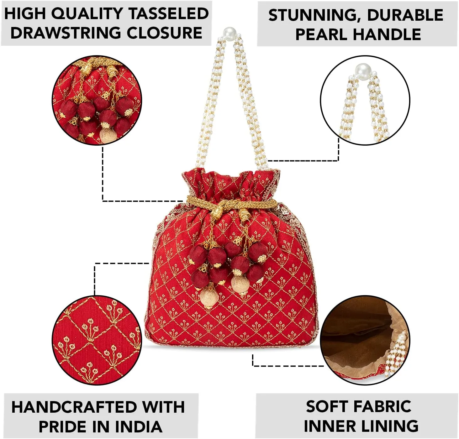 Aheli Potli Bag Gift for Women Handmade Evening Wristlet Handbag Stylish Bridal Purse Fashion Bag