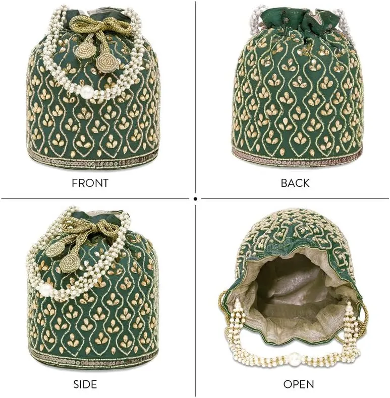 Aheli Potli Bag Gift for Women Handmade Evening Wristlet Handbag Stylish Bridal Purse Fashion Bag