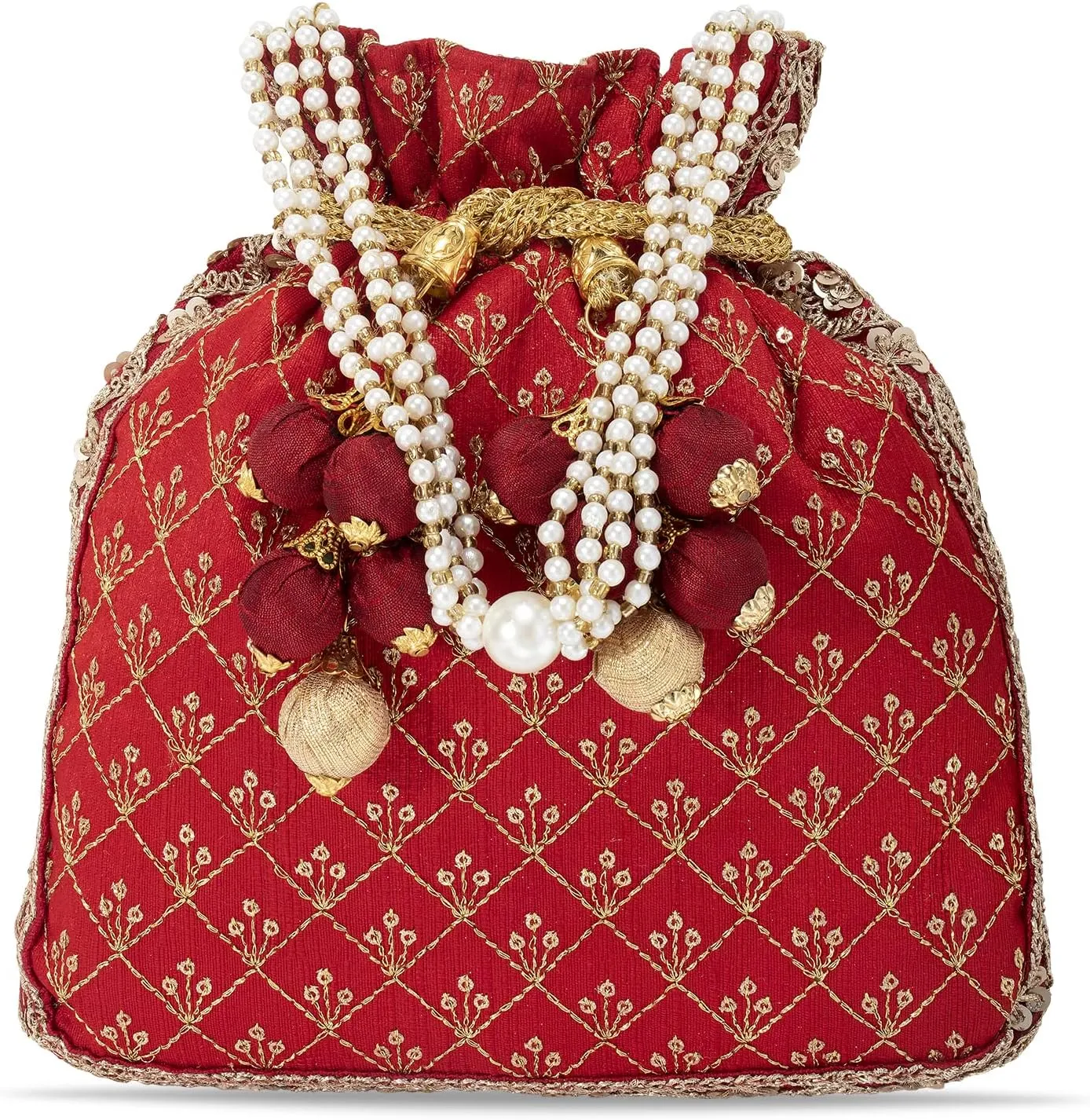 Aheli Potli Bag Gift for Women Handmade Evening Wristlet Handbag Stylish Bridal Purse Fashion Bag