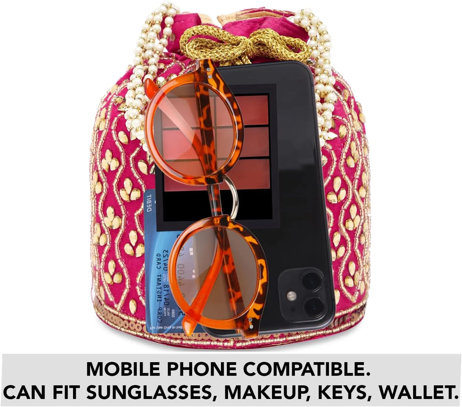 Aheli Potli Bag Gift for Women Handmade Evening Wristlet Handbag Stylish Bridal Purse Fashion Bag