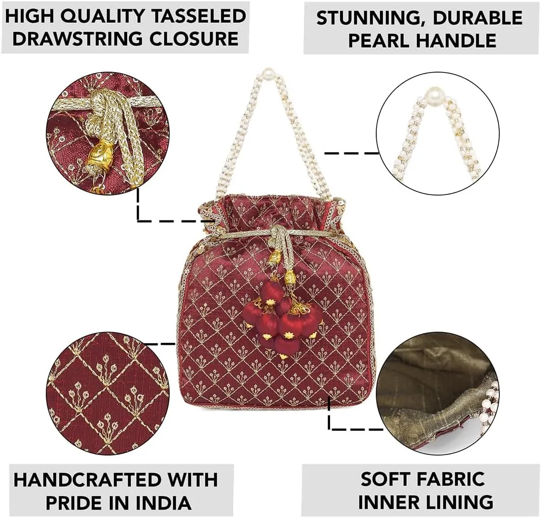 Aheli Potli Bag Gift for Women Handmade Evening Wristlet Handbag Stylish Bridal Purse Fashion Bag