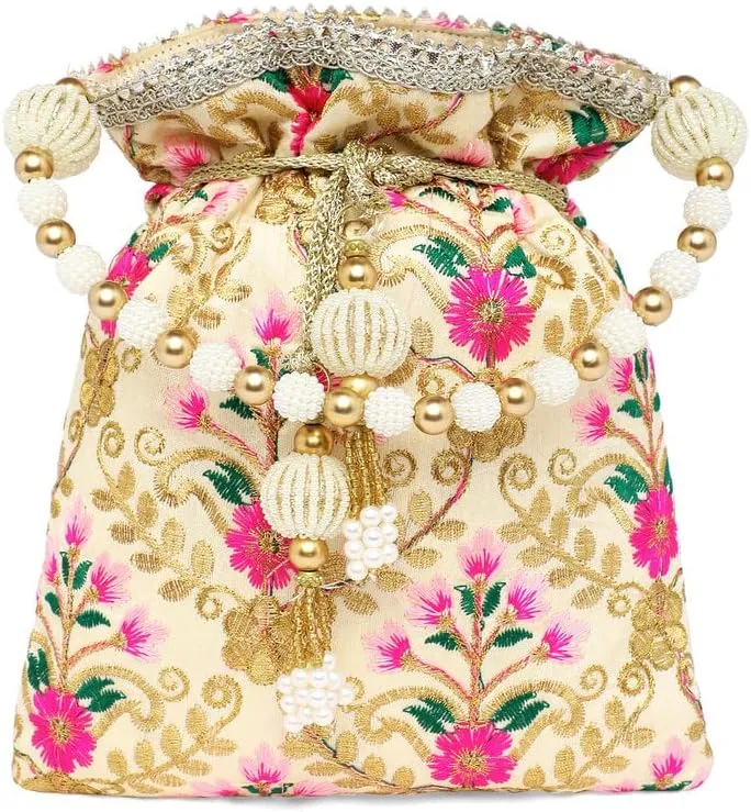 Aheli Potli Bag Gift for Women Handmade Evening Wristlet Handbags Stylish Bridal Purse Fashion Bag