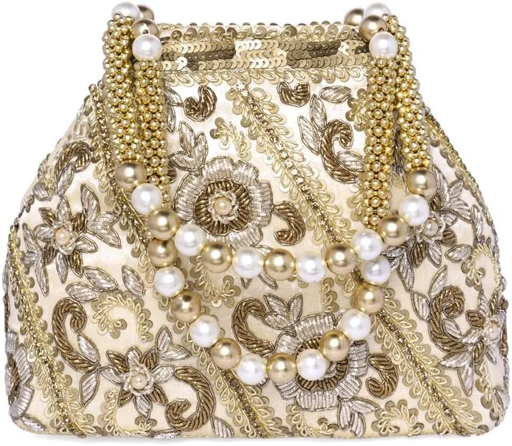 Aheli Potli Bag Gift for Women Handmade Evening Wristlet Handbags Stylish Bridal Purse Fashion Bag