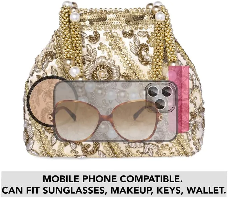 Aheli Potli Bag Gift for Women Handmade Evening Wristlet Handbags Stylish Bridal Purse Fashion Bag