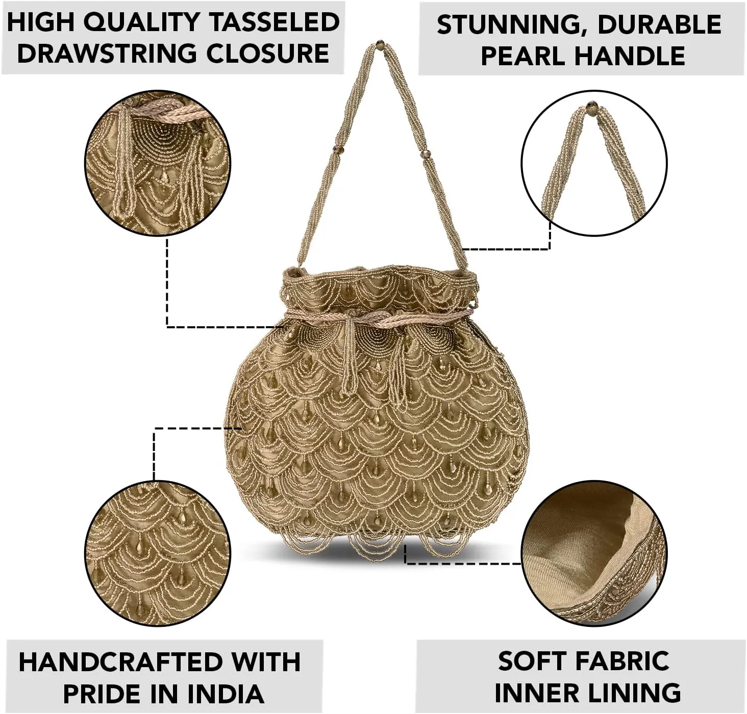 Aheli Potli Bags Gift for Women Evening Bag Clutch Ethnic Bride Purse with Drawstring