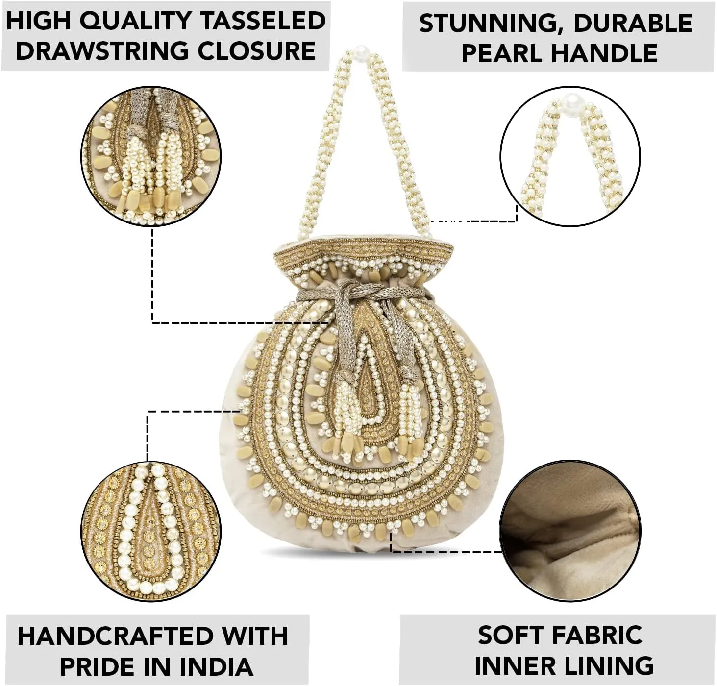 Aheli Potli Bags Gift for Women Evening Bag Clutch Ethnic Bride Purse with Drawstring