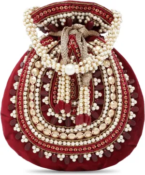 Aheli Potli Bags Gift for Women Evening Bag Clutch Ethnic Bride Purse with Drawstring