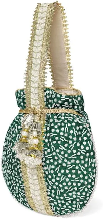 Aheli Potli Bags Gift for Women Evening Bag Clutch Ethnic Bride Purse with Drawstring
