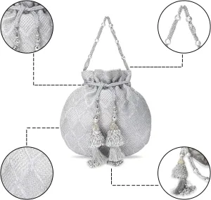 Aheli Potli Bags Gift for Women Evening Bag Clutch Ethnic Bride Purse with Drawstring