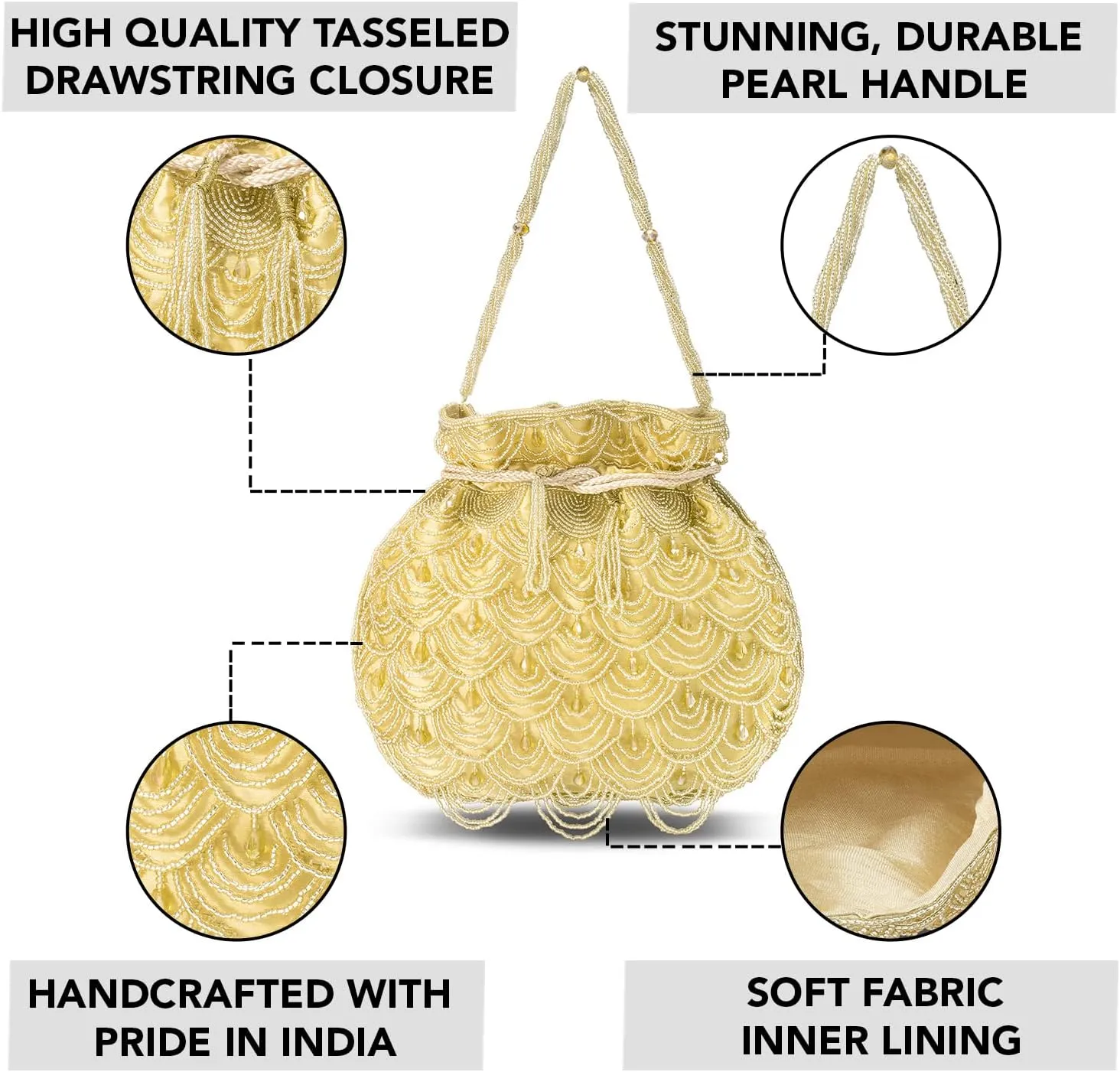 Aheli Potli Bags Gift for Women Evening Bag Clutch Ethnic Bride Purse with Drawstring