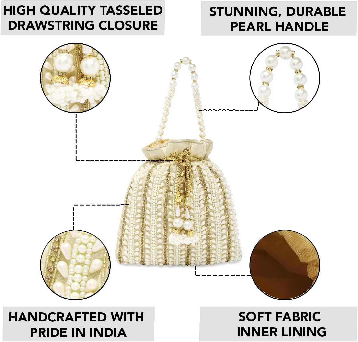 Aheli Potli Bags Gift for Women Evening Bag Clutch Ethnic Bride Purse with Drawstring