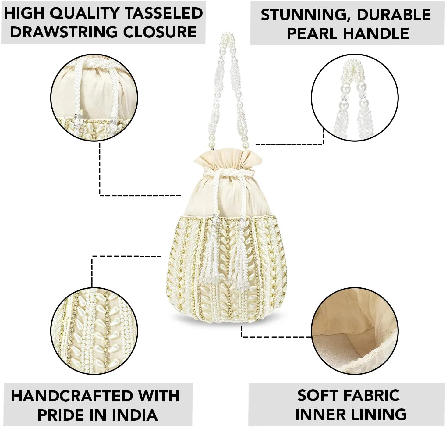 Aheli Potli Bags Gift for Women Evening Bag Clutch Ethnic Bride Purse with Drawstring