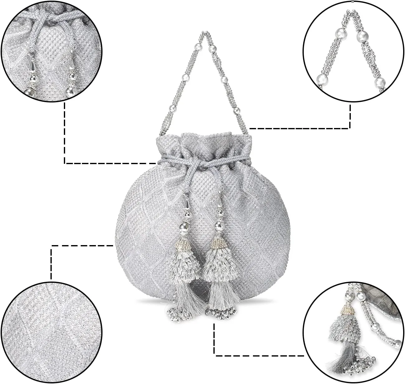 Aheli Potli Bags Gift for Women Evening Bag Clutch Ethnic Bride Purse with Drawstring