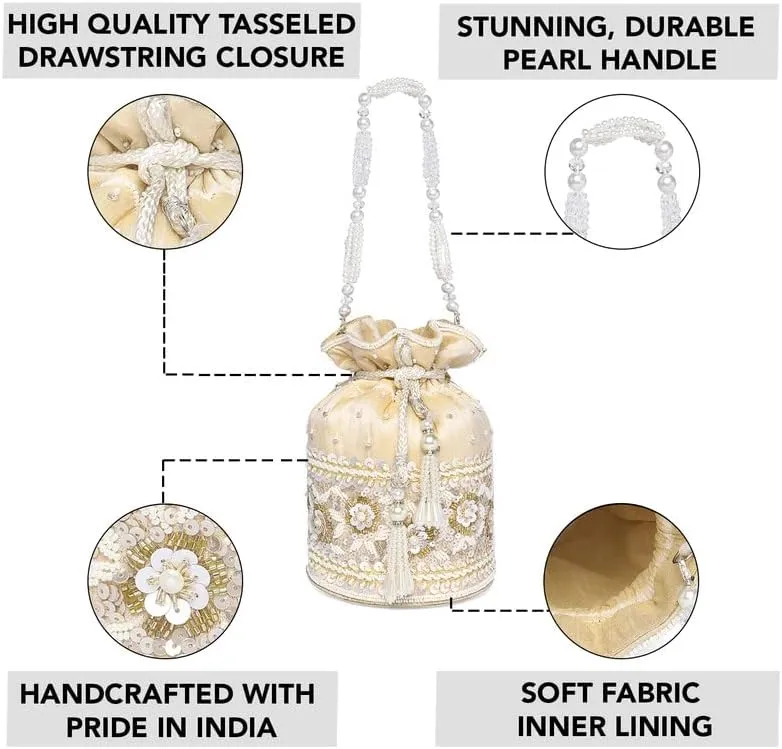 Aheli Potli Purses Gift for Women Handmade Evening Handbag Stylish Bridal Fashion Wristlet Bag Women