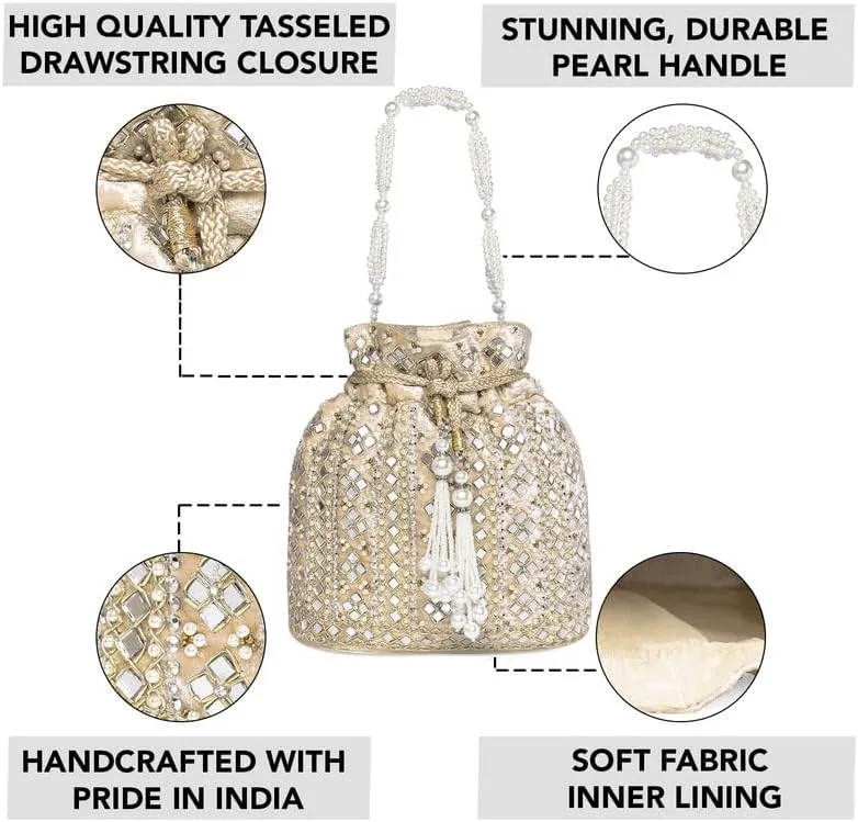 Aheli Potli Purses Gift for Women Handmade Evening Handbag Stylish Bridal Fashion Wristlet Bag