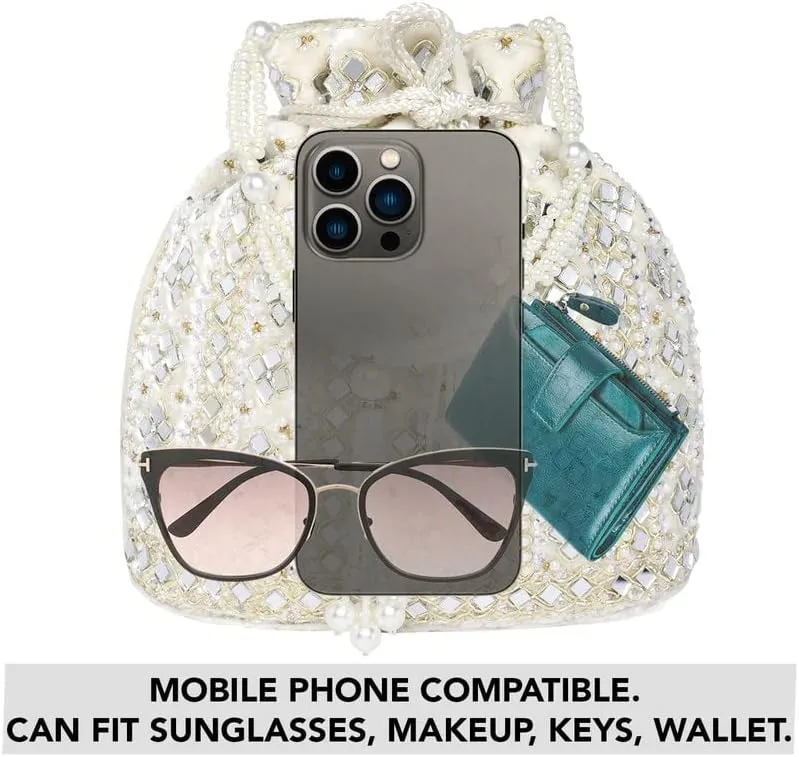 Aheli Potli Purses Gift for Women Handmade Evening Handbag Stylish Bridal Fashion Wristlet Bag