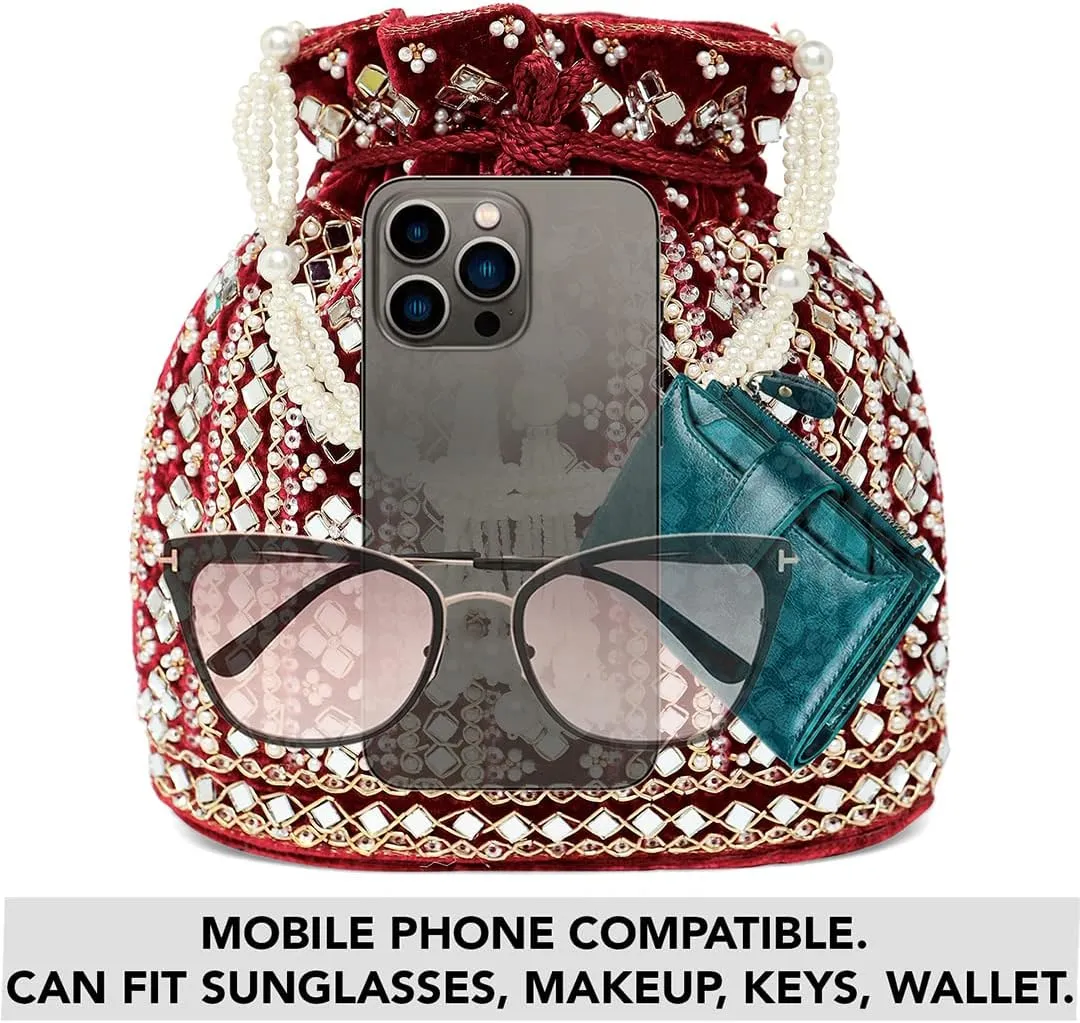 Aheli Potli Purses Gift for Women Handmade Evening Handbag Stylish Bridal Fashion Wristlet Bag