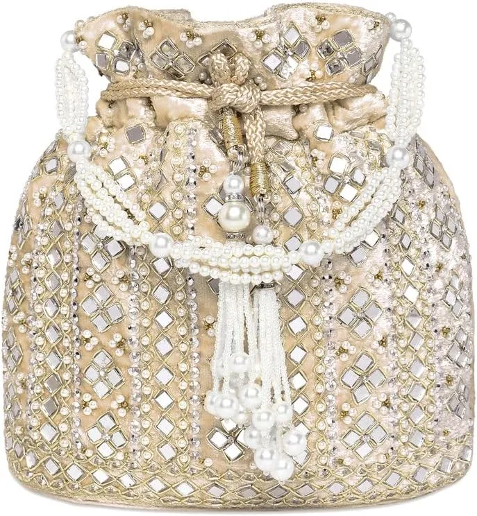 Aheli Potli Purses Gift for Women Handmade Evening Handbag Stylish Bridal Fashion Wristlet Bag
