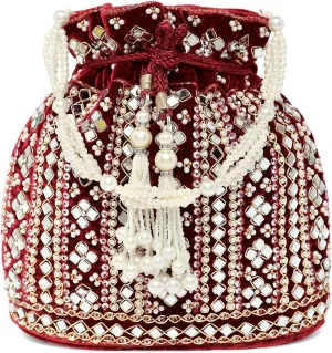 Aheli Potli Purses Gift for Women Handmade Evening Handbag Stylish Bridal Fashion Wristlet Bag