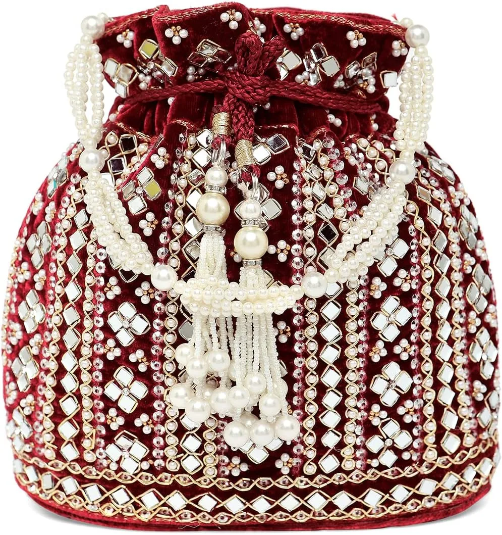 Aheli Potli Purses Gift for Women Handmade Evening Handbag Stylish Bridal Fashion Wristlet Bag