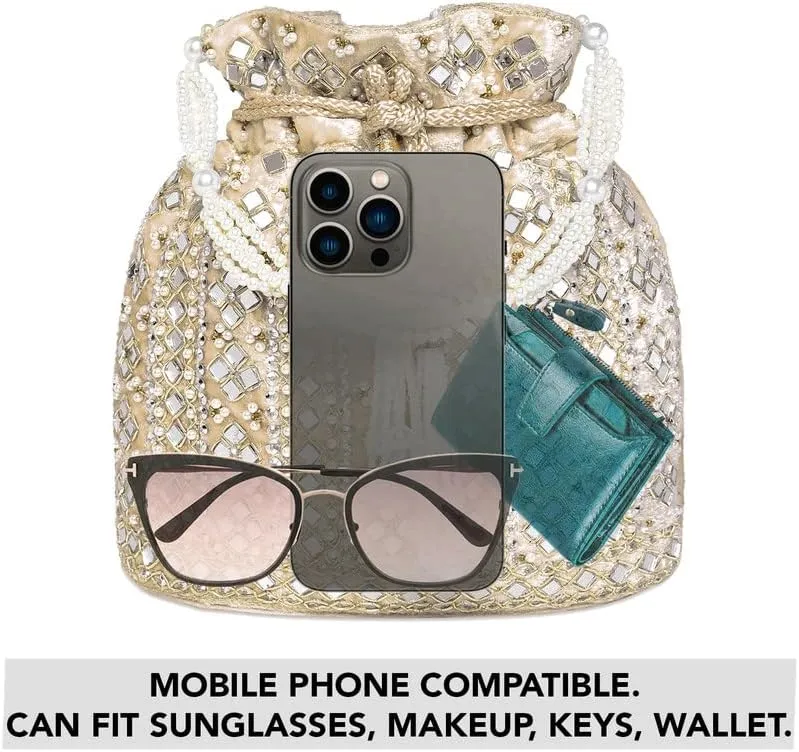Aheli Potli Purses Gift for Women Handmade Evening Handbag Stylish Bridal Fashion Wristlet Bag