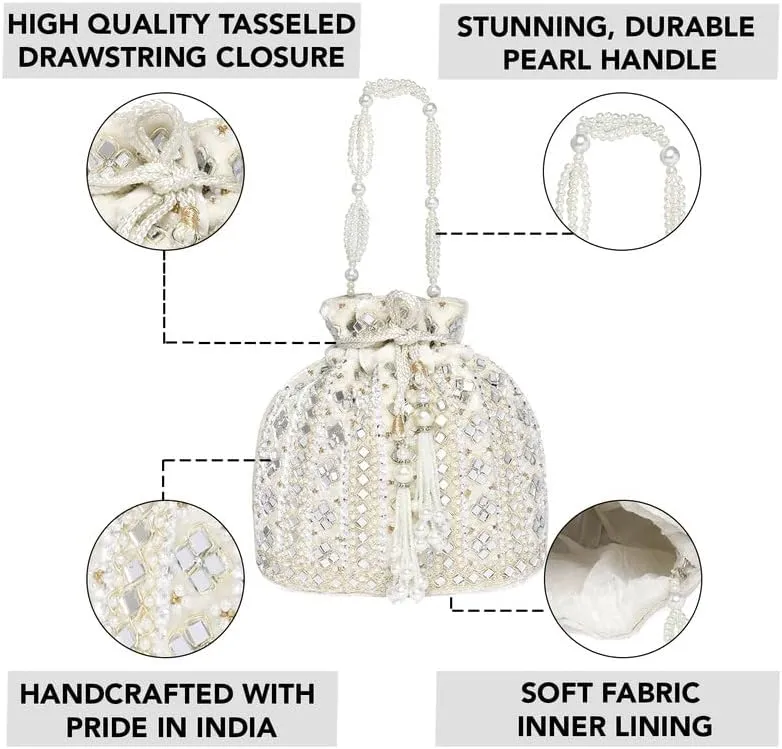 Aheli Potli Purses Gift for Women Handmade Evening Handbag Stylish Bridal Fashion Wristlet Bag
