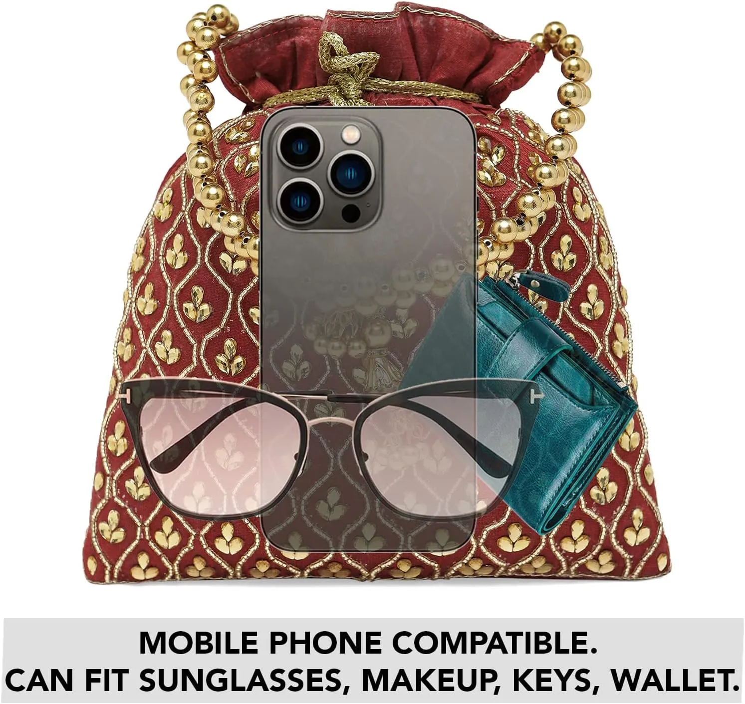 Aheli Potli Purses Gift for Women Handmade Evening Handbag Stylish Bridal Fashion Wristlet