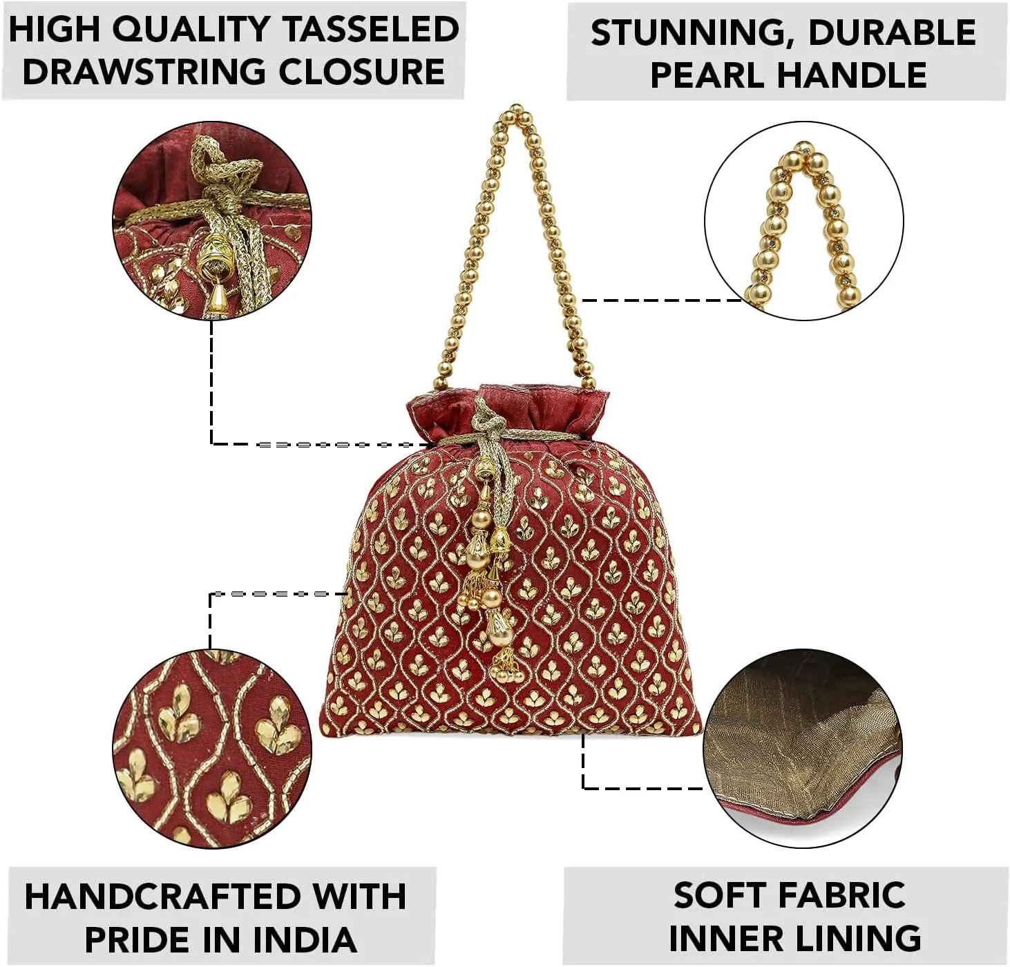 Aheli Potli Purses Gift for Women Handmade Evening Handbag Stylish Bridal Fashion Wristlet